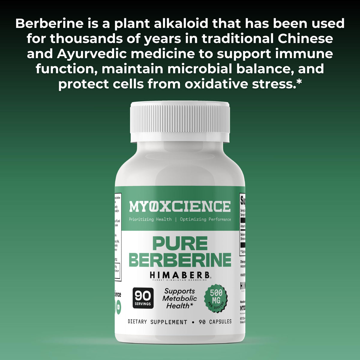 MYOXCIENCE Pure Berberine Himaberb | 500 mg of Berberine HCl per Serving | 90 Servings - Maple Wellness Supplements