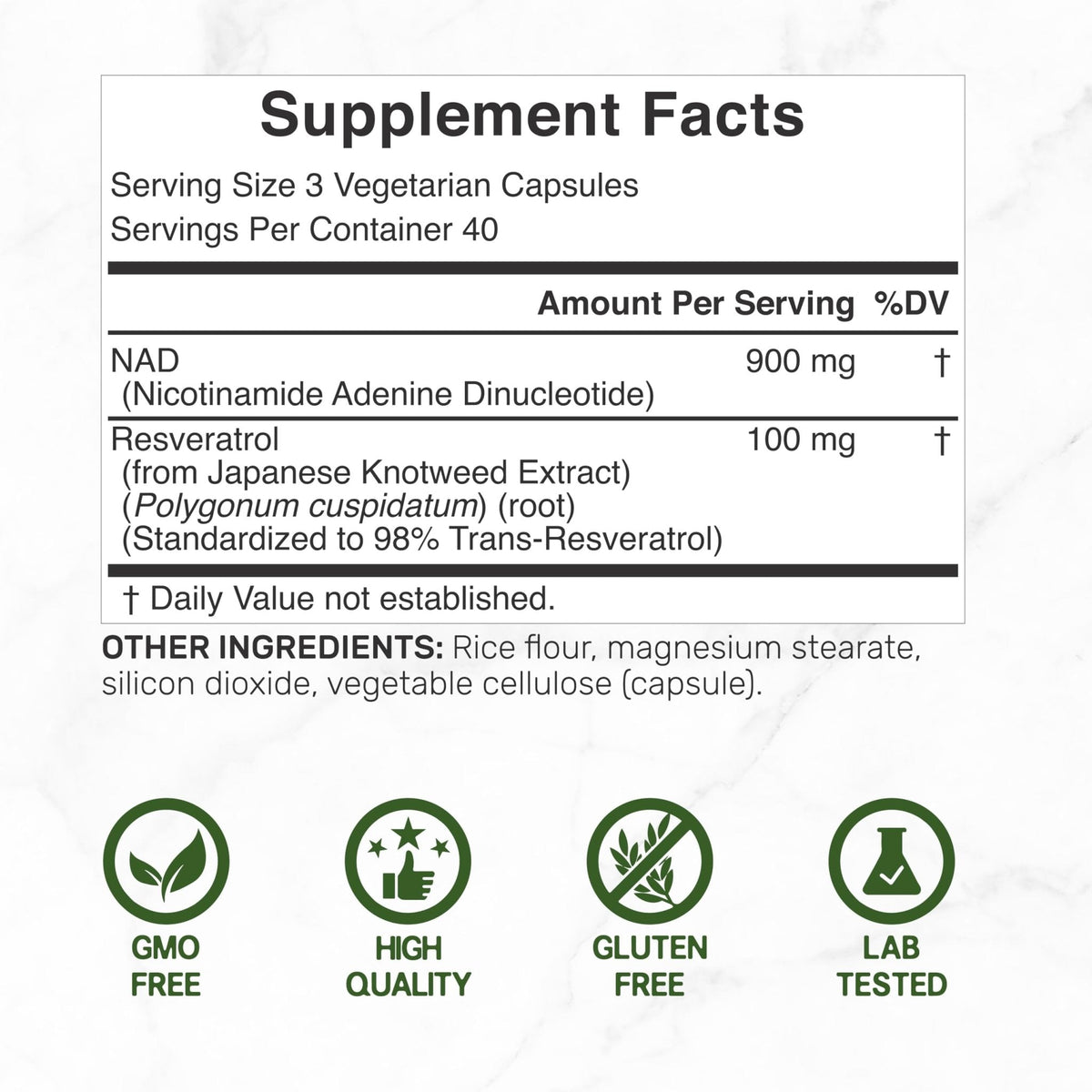 NAD+ Resveratrol Supplement 1,000mg Per Serving, 120 Veggie Capsules | 2-in-1 Extra Strength NMN Supplement Alternative | NAD Supplements for Women & Men | Non-GMO, Gluten Free - Maple Wellness Supplements