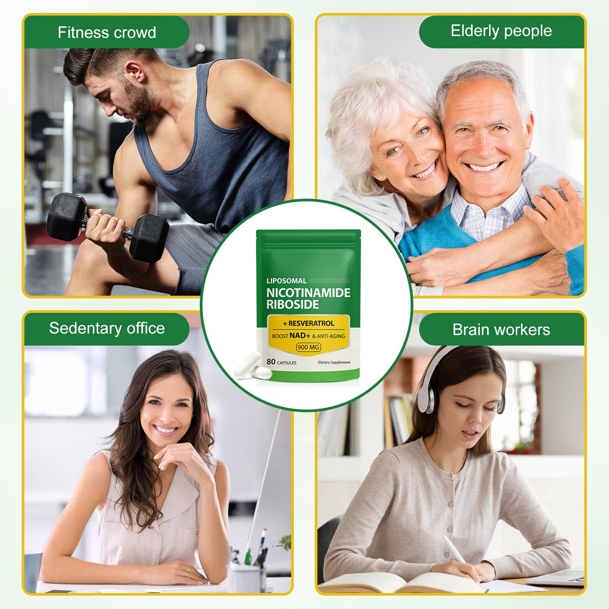 NAD Supplement with Nicotinamide Riboside - Resveratrol,Liposomal Nicotinamide Riboside,Quercetin - High Purity NAD Supplement for Anti-Aging, Focus, Energy 160 Capsules (2 Bag) - Maple Wellness Supplements