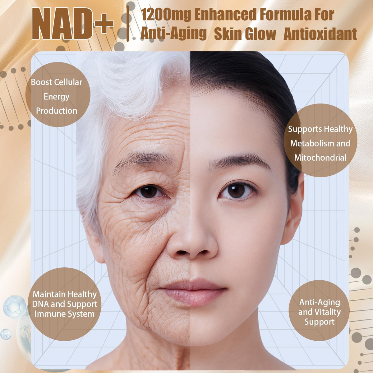 NAD+Advanced Cellular Renewal - 1200mg NAD+Liquid Supplements for Energy & Focus - 10 Vials (1) - Maple Wellness Supplements