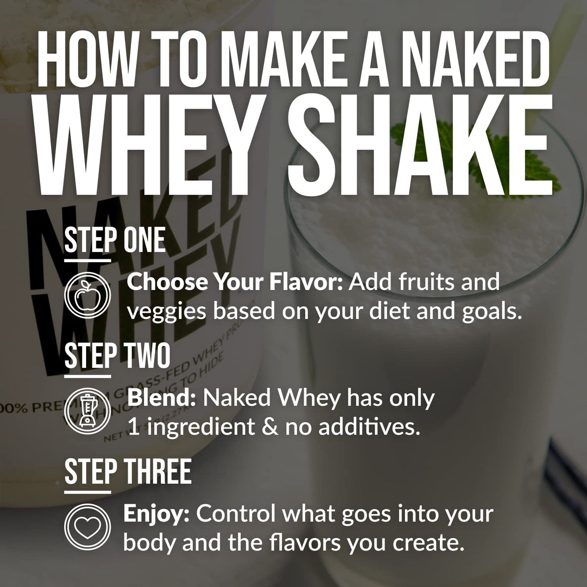 Naked Nutrition Naked Whey 1Lb - Only 1 Ingredient, Grass Fed Whey Protein Powder - Maple Wellness Supplements
