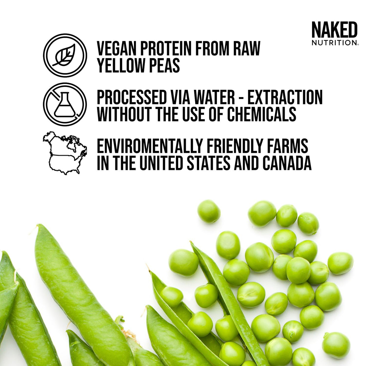 NAKED Pea - 5LB 100% Pea Protein Powder from North American Farms - Unflavored Vegan Pea Protein Isolate - NSF Certified, Plant Protein Powder, Easy to Digest - 76 Servings - Maple Wellness Supplements