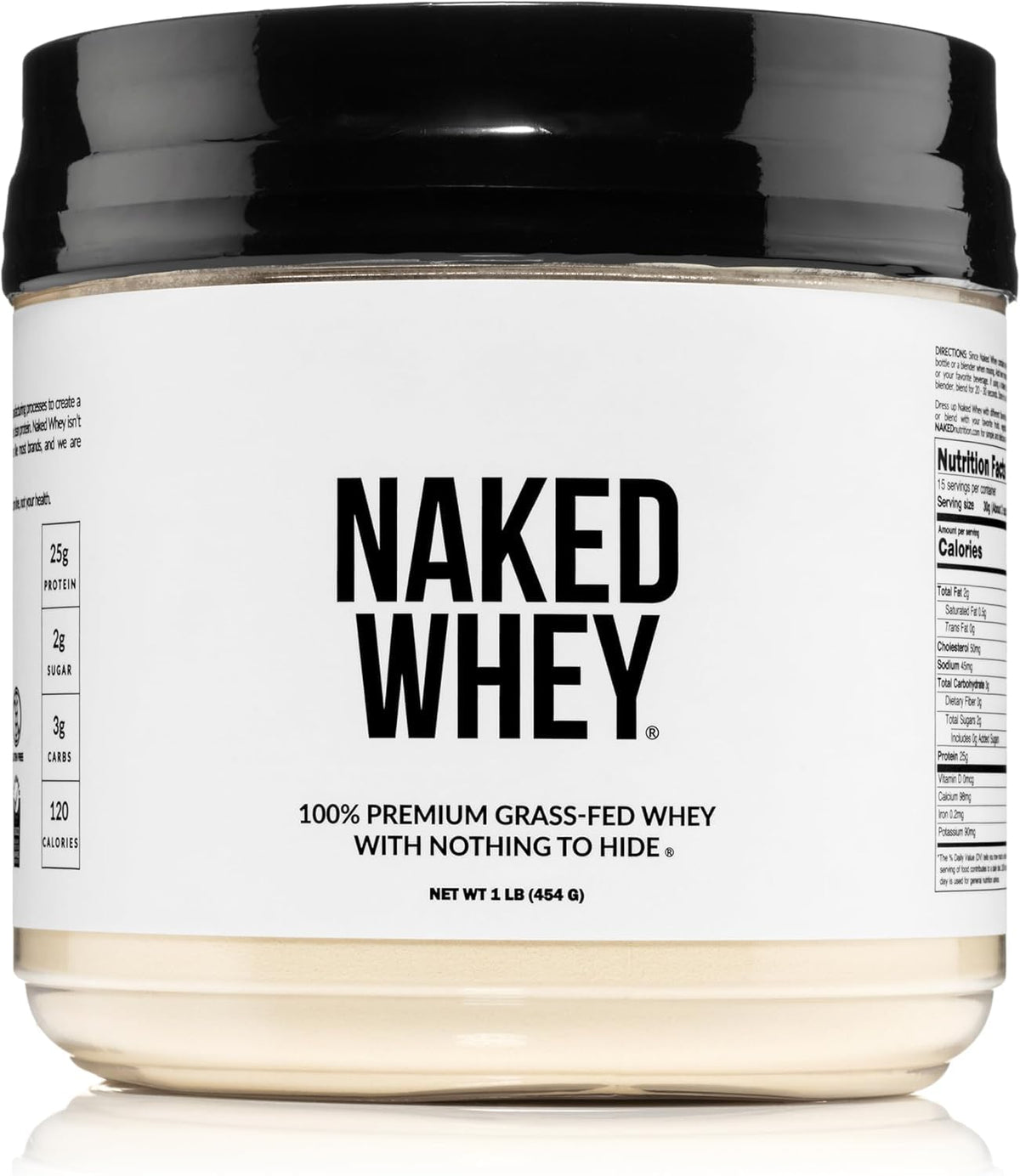 NAKED Whey 1Lb - Only 1 Ingredient, Grass Fed Whey Protein Powder, NSF Certified, Undenatured, No Gmos, No Soy, Gluten Free - Maple Wellness Supplements