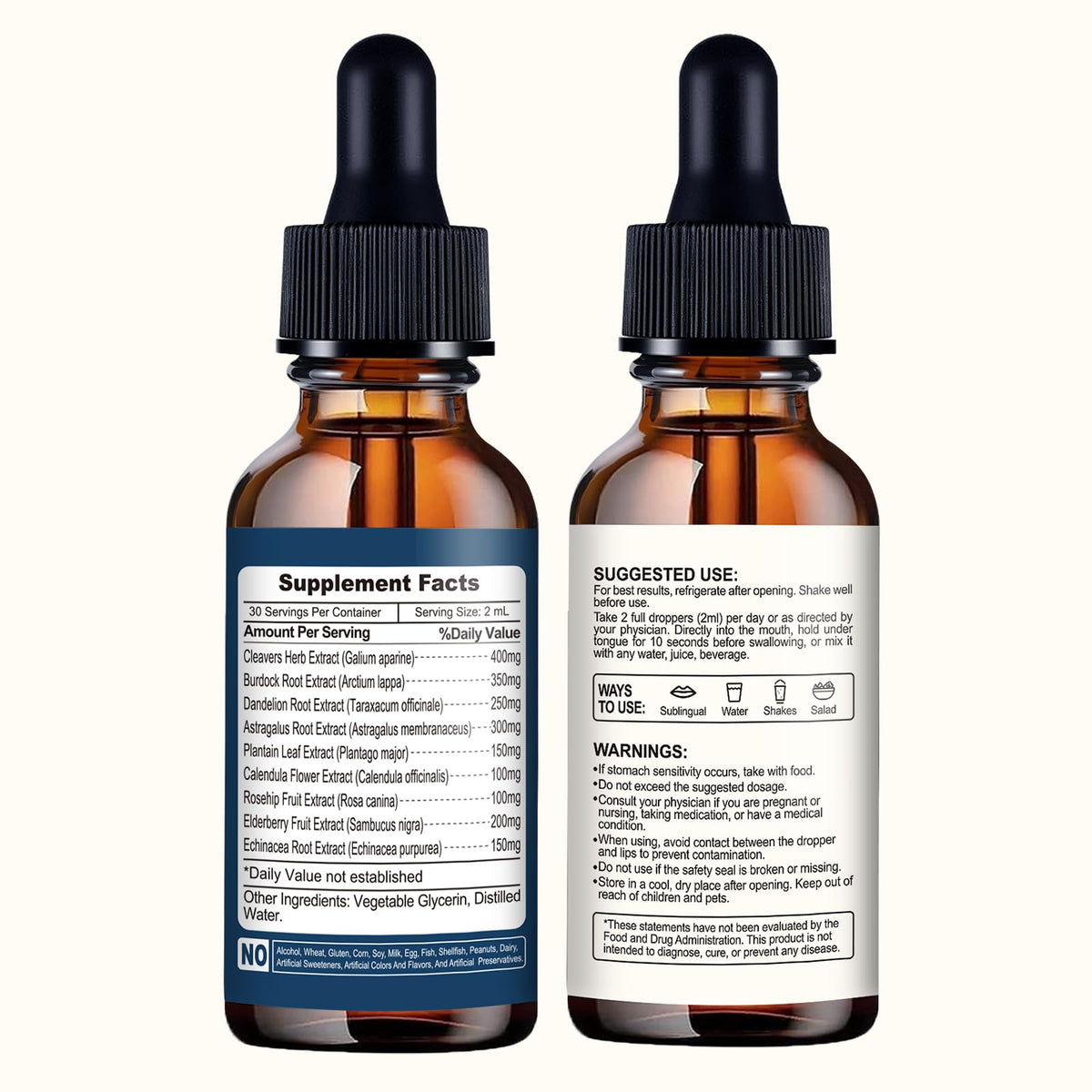 NaSeny Lymphatic Drainage Drops, 9 IN1 Lymphatic Drainage Supplements for Detox & Cleanse, Immune System Support with Echinacea, Elderberry, Dandelion, Arctium Lappa, 2 FL OZ - Maple Wellness Supplements