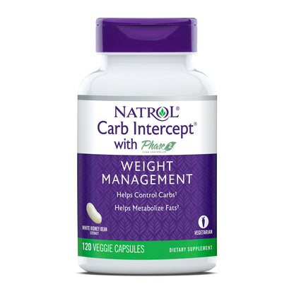 Natrol Carb Intercept Capsules with White Kidney Bean Extract - Controls Carbs, Metabolize - Maple Wellness Supplements