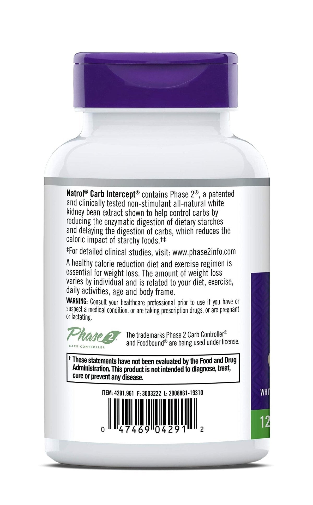 Natrol Carb Intercept Capsules with White Kidney Bean Extract - Controls Carbs, Metabolize - Maple Wellness Supplements