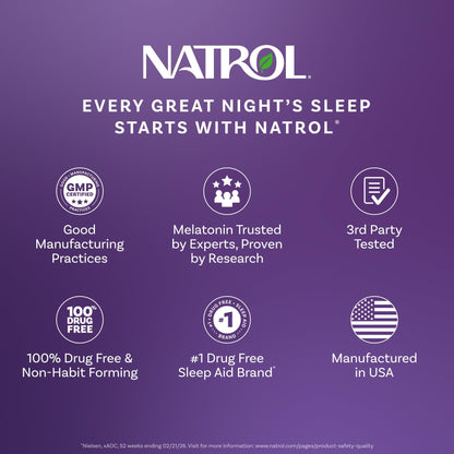 Natrol Liquid Melatonin 1 mg, Adult Melatonin Supplement to Fall Asleep Faster and Stay Asleep Longer, Wake Up Refreshed, - Maple Wellness Supplements