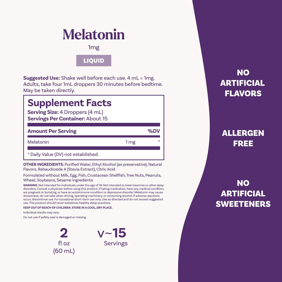 Natrol Liquid Melatonin 1 mg, Adult Melatonin Supplement to Fall Asleep Faster and Stay Asleep Longer, Wake Up Refreshed, - Maple Wellness Supplements
