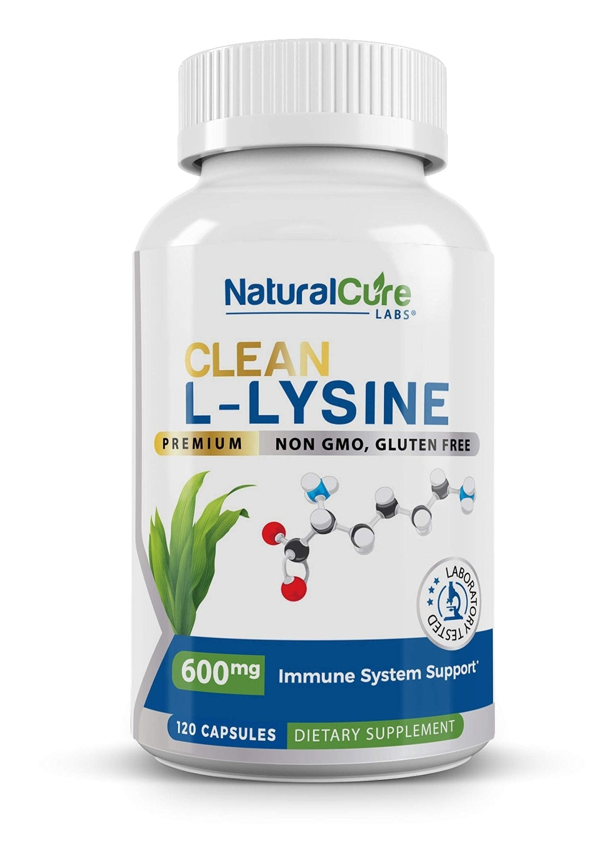 Natural Cure Labs Clean L-Lysine 600mg, 120 Capsules | Vegan, Non-GMO, & Gluten Free - Maple Wellness Supplements
