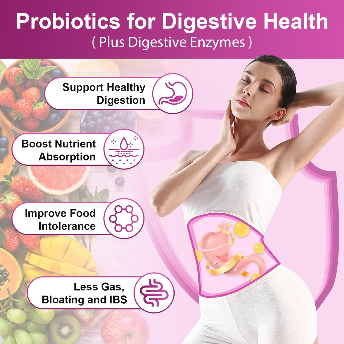 NATURE TARGET Probiotics for Women, 100 Billion CFUs Probiotic with Digestive Enzymes & Prebiotics, Vaginal Probiotics with Cranberry for Urinary Tract Health - Maple Wellness Supplements