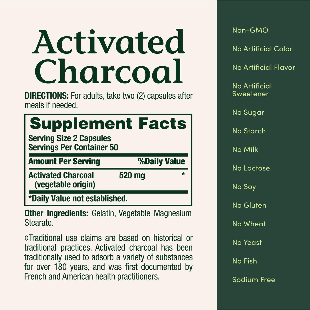 Nature's Bounty Activated Charcoal 260 mg, 100 Capsules, Dietary Supplement to Support a Healthy Lifestyle - Maple Wellness Supplements