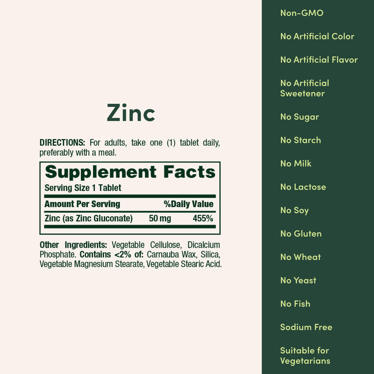 Nature’s Bounty Zinc 50mg, Immune Support & Antioxidant Supplement, Promotes Skin Health, 1 Caplet Per Day, Gluten Free, 250 Vegetarian Caplets - Maple Wellness Supplements