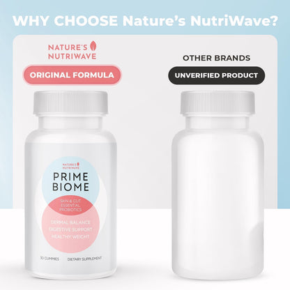 Nature’s NutriWave PrimeBiome Probiotic Gummies – Plant-Based Blend with Inulin, Lion’s Mane, Ginger & More– Non-GMO, No Stimulants, GMP Certified – 30 Gummies, 3 Month Supply - Maple Wellness Supplements