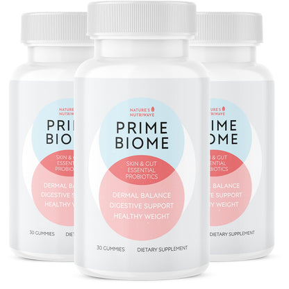 Nature’s NutriWave PrimeBiome Probiotic Gummies – Plant-Based Blend with Inulin, Lion’s Mane, Ginger & More– Non-GMO, No Stimulants, GMP Certified – 30 Gummies, 3 Month Supply - Maple Wellness Supplements