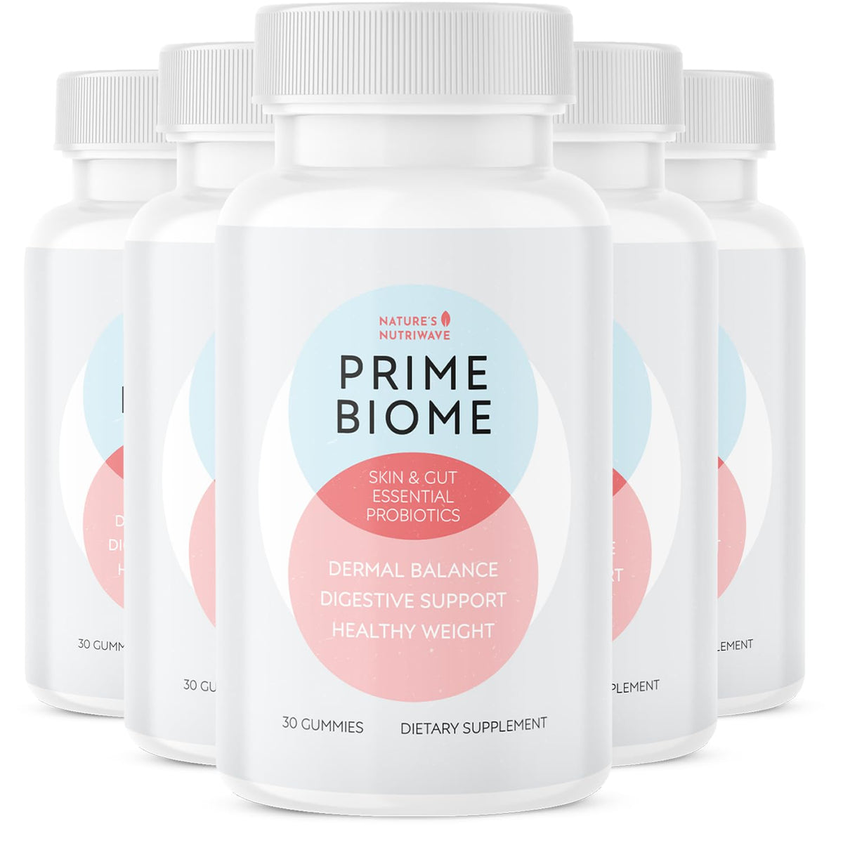 Nature’s NutriWave PrimeBiome Probiotic Gummies – Plant-Based Blend with Inulin, Lion’s Mane, Ginger & More– Non-GMO, No Stimulants, GMP Certified – 30 Gummies, 6 Month Supply - Maple Wellness Supplements