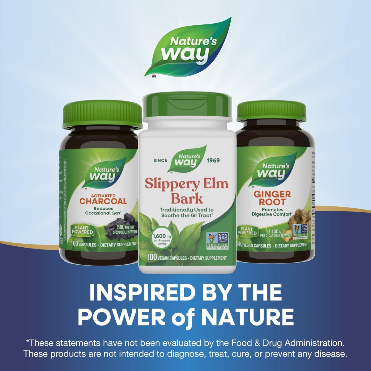 Nature’s Way Slippery Elm Bark Capsules, Traditional Digestive Support to Soothe Gastrointestinal Tract*, 1,600 mg per 4-Capsule Serving - Maple Wellness Supplements