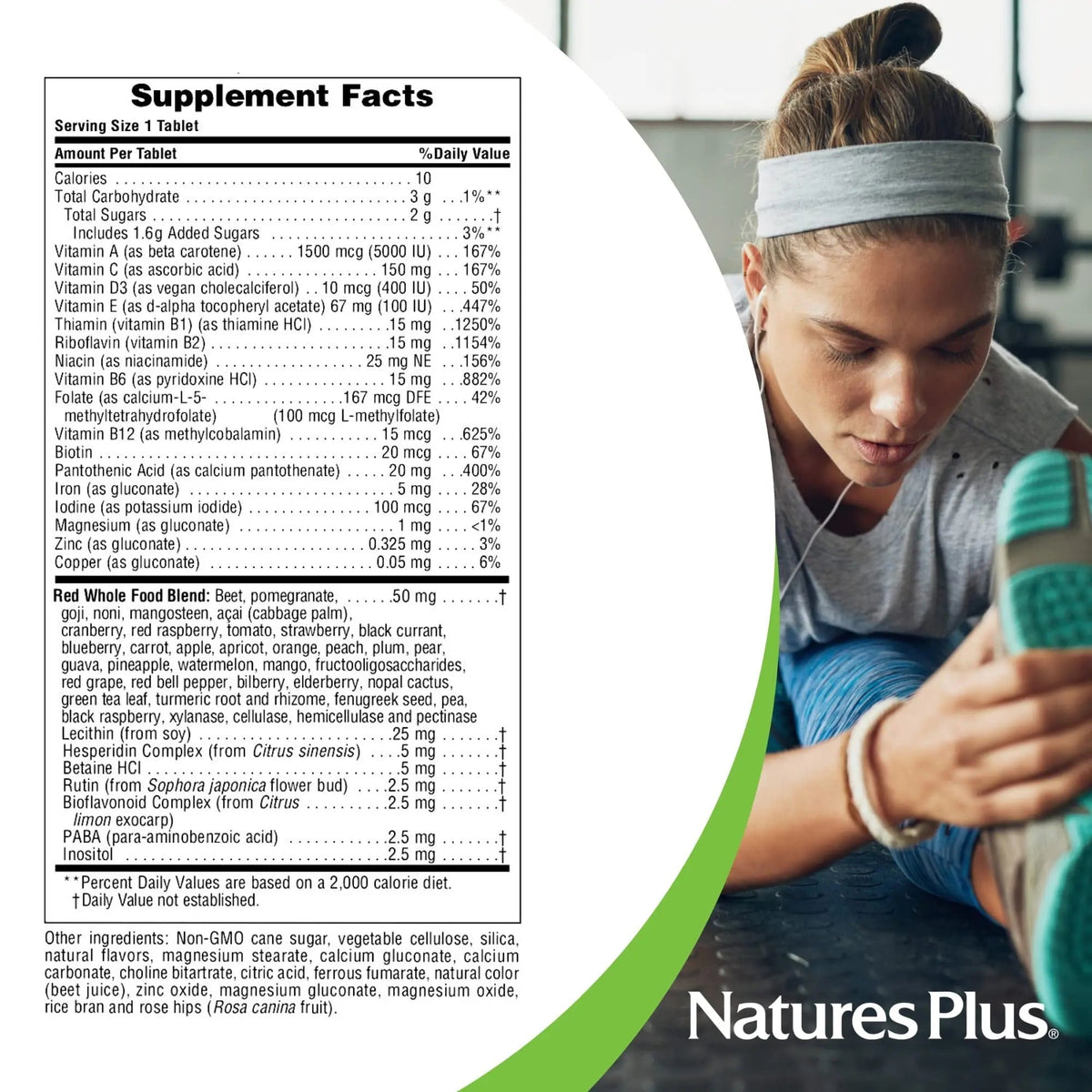 NaturesPlus Adult's Chewable - 60 Tablets, Exotic Red Berry Flavor - Multivitamin & Mineral - Vegetarian, Gluten Free - 60 Servings - Maple Wellness Supplements
