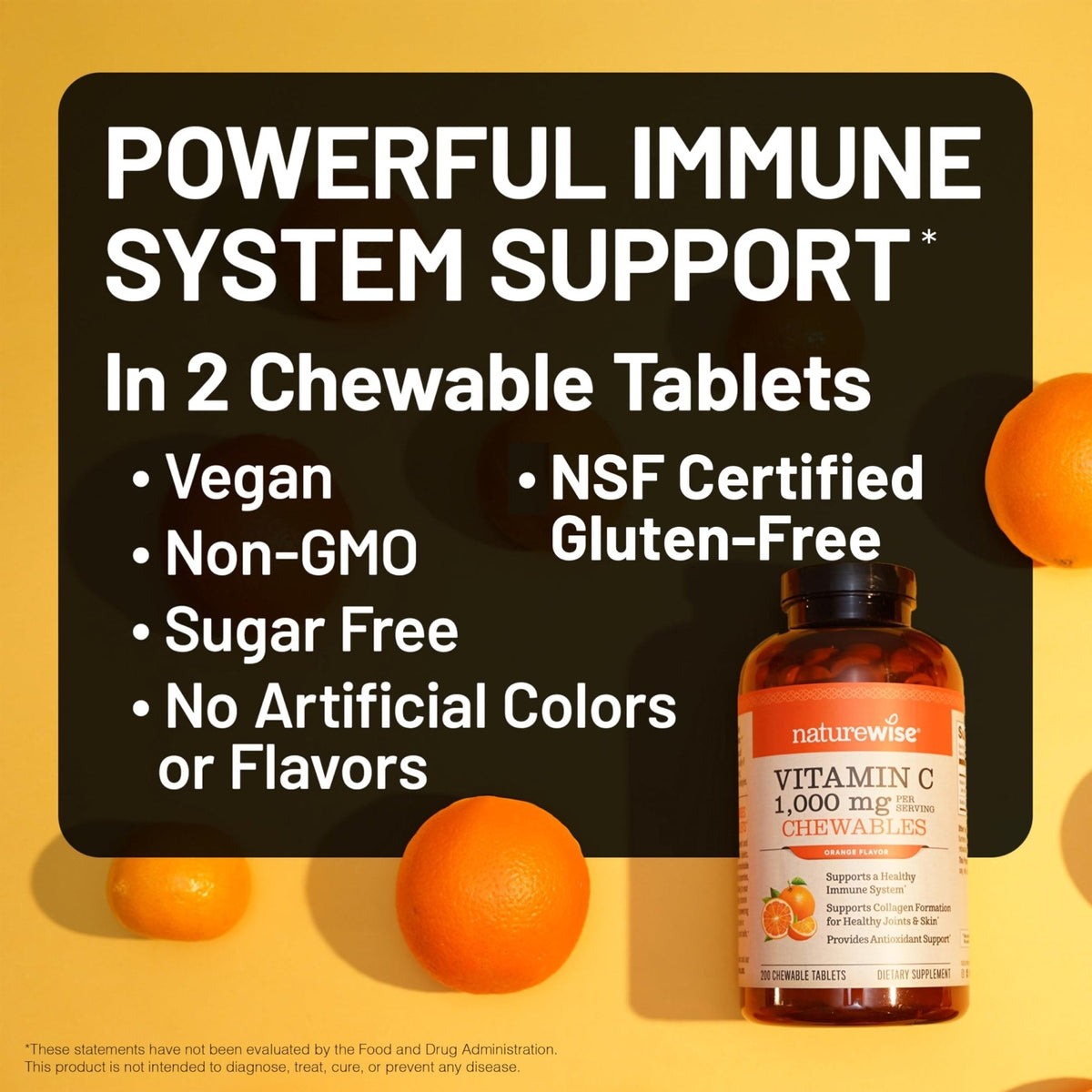 NatureWise Extra Strength Vitamin C Chewable 1000mg for Adults - Natural Orange Flavor - Immune System & Antioxidant Support - Non-GMO - Maple Wellness Supplements