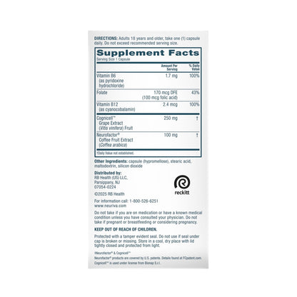 NEURIVA Memory 3D Brain Supplement - Decaffeinated Nootropic Capsules for Memory, Focus, & Cognitive Function - Short Term, Long Term, & Working Memory Support - 50ct - Maple Wellness Supplements