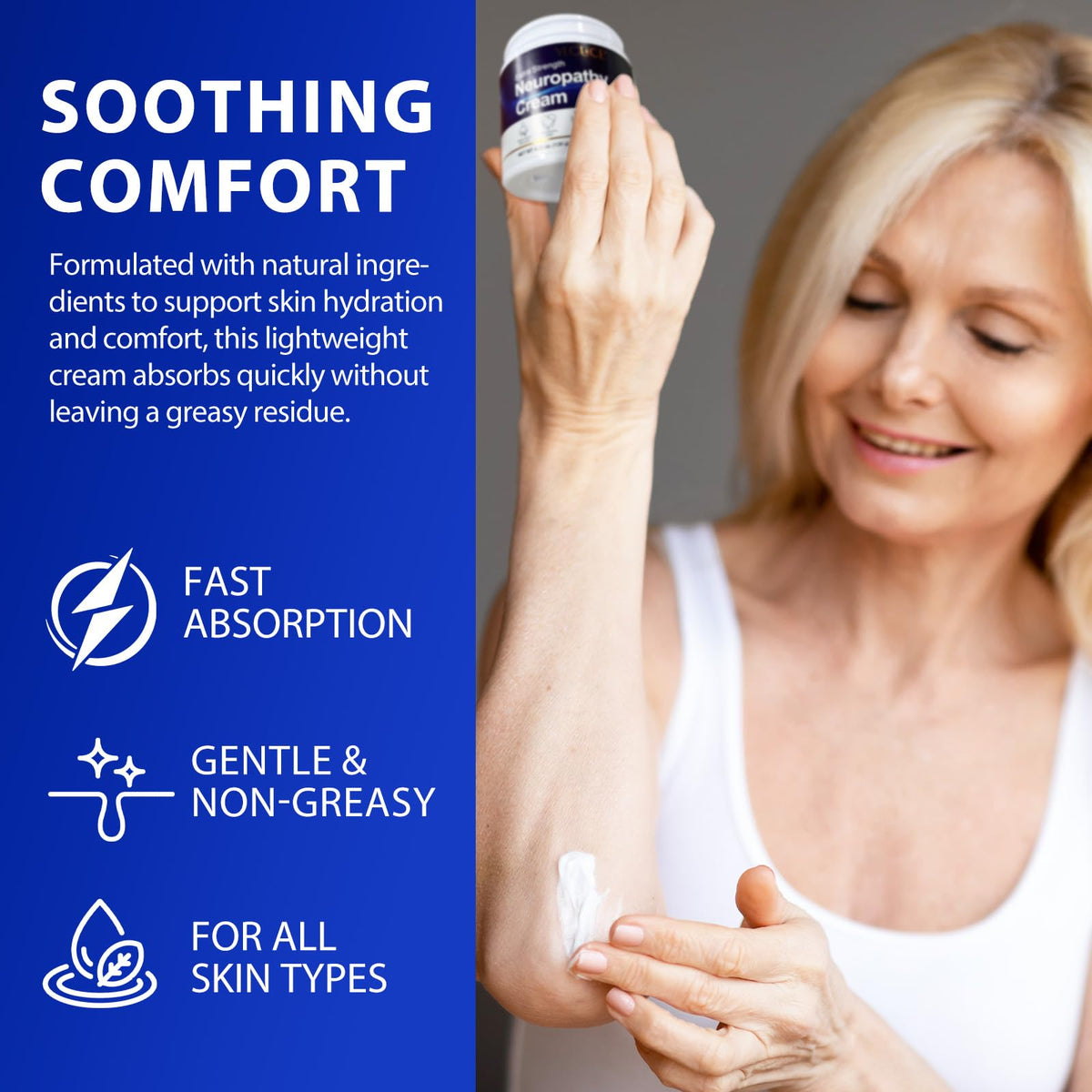 Neuropathy Cream for Feet, Legs & Hands – Lightweight, Plant-Based Formula with Cooling Comfort, 120g - Maple Wellness Supplements