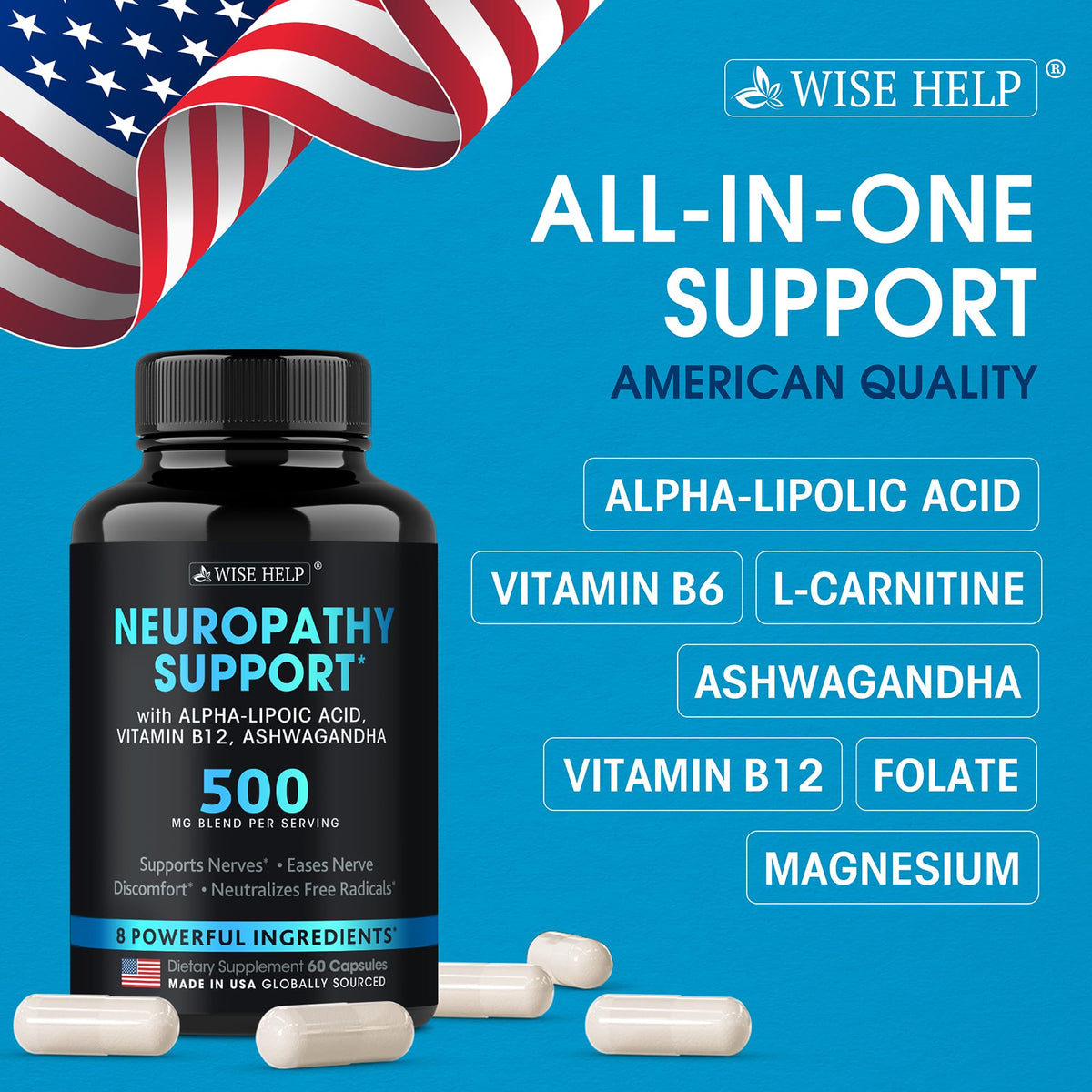 Neuropathy Support Natural Nerve Discomfort Relief - Made in USA - Nerve Antioxidant for Trigeminal Neuralgia, Diabetic & Peripheral Neuropathy - Hands, Neck, Feet & Toes Treatment Formula - Pack of 2 - Maple Wellness Supplements