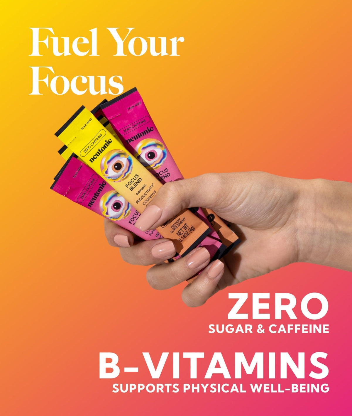 Neutonic Nootropic Focus Blend Powder | Peach Mango & Wild Berry 32 Sticks | Caffeine Free, Zero Sugar | Support Memory, Mental Clarity, Cognitive Function | Boost Focus, Energy, Brain Health - Maple Wellness Supplements