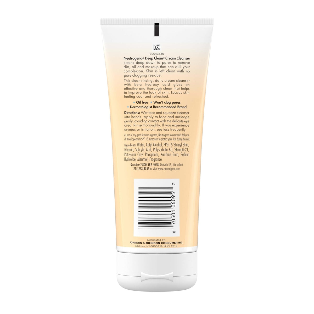 Neutrogena Deep Clean Daily Facial Cream Cleanser with Beta Hydroxy Acid to Remove Dirt - Maple Wellness Supplements