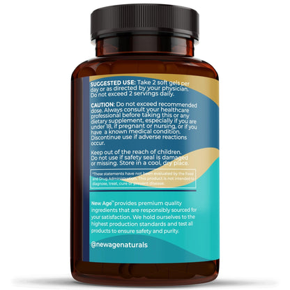 NEW AGE Omega 3 Fish Oil 2500mg Supplement Non GMO - EPA, DHA Fatty Acids Gluten Free (180 Softgels (Pack of 2)) - Maple Wellness Supplements