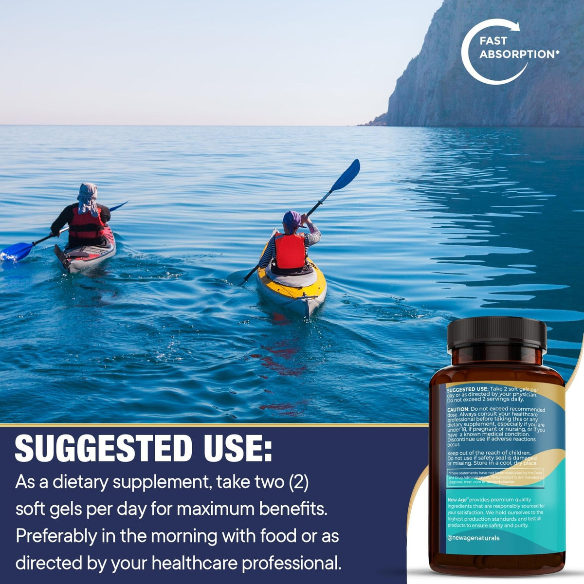 NEW AGE Omega 3 Fish Oil Supplement Immune & Health Support – Promotes Joint, Eye & Skin Health - Non GMO - EPA, DHA Fatty Acids Gluten Free (90 Softgels (Pack of 1)) - Maple Wellness Supplements