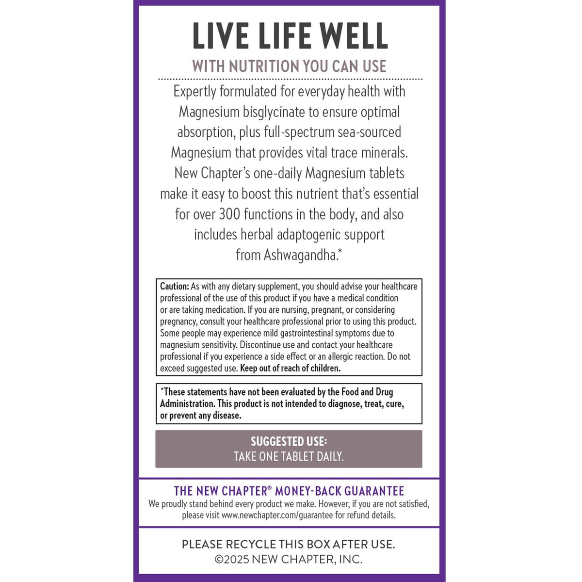 New Chapter Magnesium + Ashwagandha Supplement, 325 mg with Magnesium Glycinate for Muscle Relaxation & Recovery, Heart, Nerve & Bone Health, 2.5X Absorption - Maple Wellness Supplements