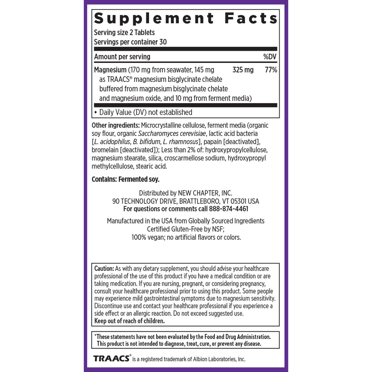 New Chapter Magnesium Complex Supplement, 325mg with Magnesium Glycinate + Sea-Sourced + Fermented Forms for Heart, Bone, Nerve, Muscle & Cellular Energy, 100% Vegan, 60 Tablets - Maple Wellness Supplements