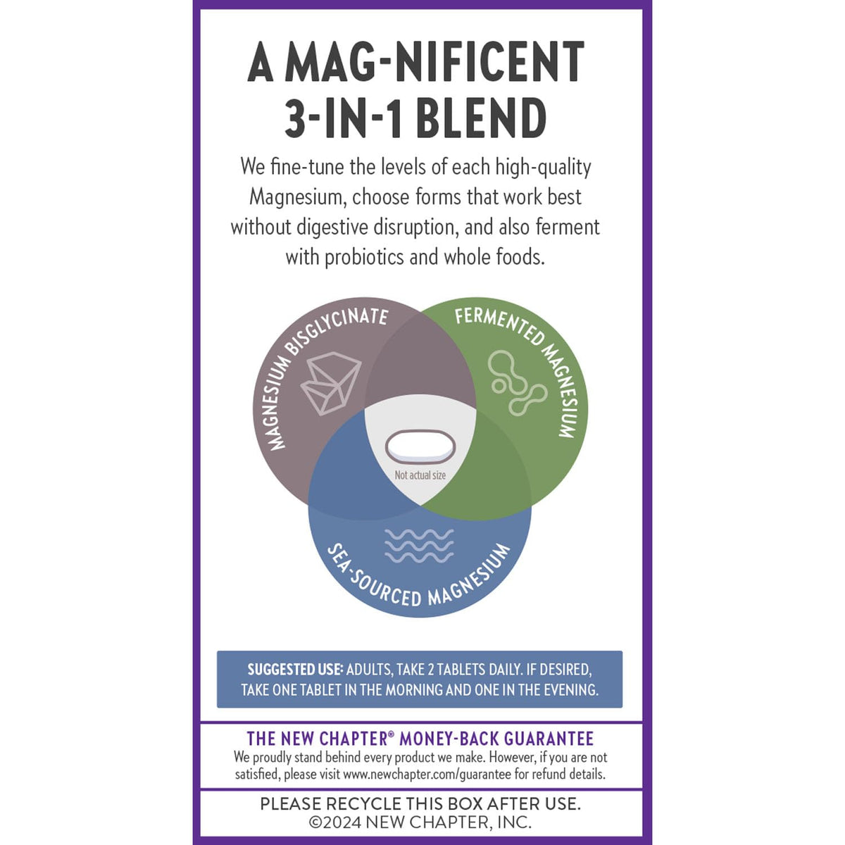 New Chapter Magnesium Complex Supplement, 325mg with Magnesium Glycinate + Sea-Sourced + Fermented Forms for Heart, Bone, Nerve, Muscle & Cellular Energy, 100% Vegan, 60 Tablets - Maple Wellness Supplements