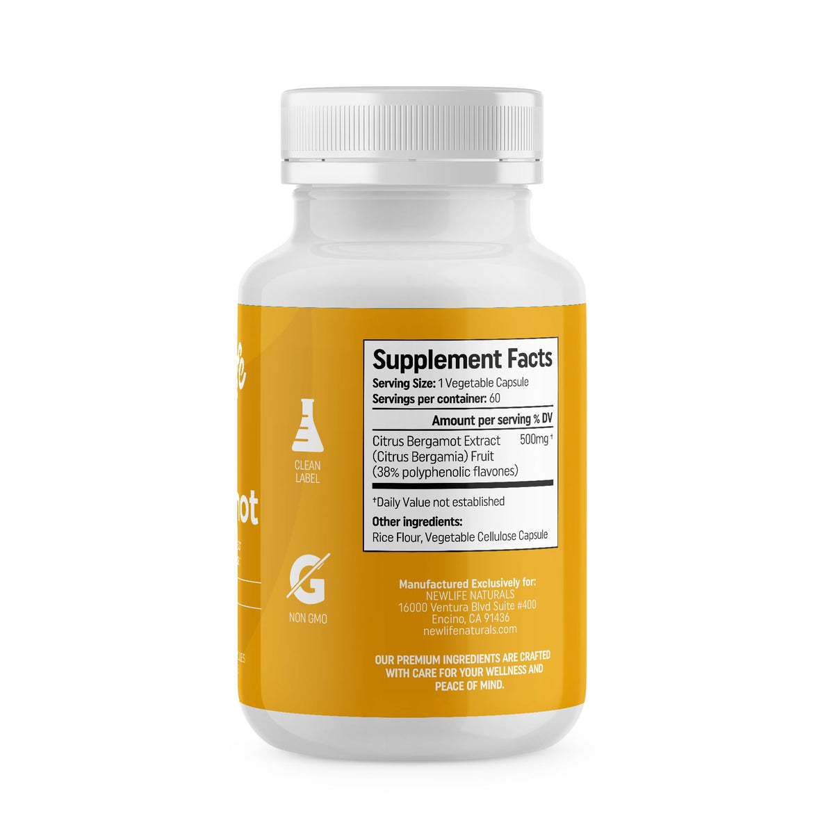 NewLife Naturals Citrus Bergamot Supplements 500 MG - Heart Health - Supplement for Wellness and Aging Support - Maple Wellness Supplements