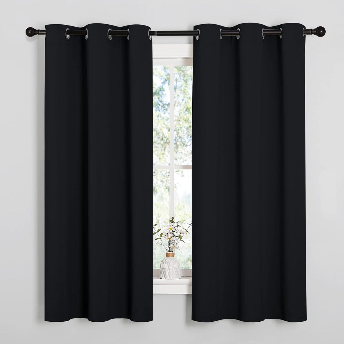 NICETOWN Pitch Black Solid Thermal Insulated Grommet Blackout Curtains/Drapes for Bedroom Window - Maple Wellness Supplements