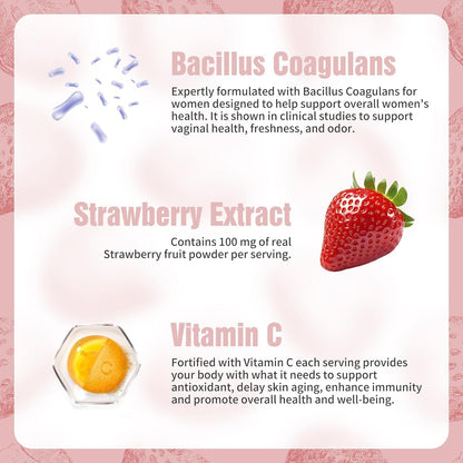 NIUSISE Feminine Balance Gummies, Premium Balance Supplement for Women PH Health, Immune Support, Energy Support, Vegan, Gluten-Free, Strawberry Flavor, - Maple Wellness Supplements
