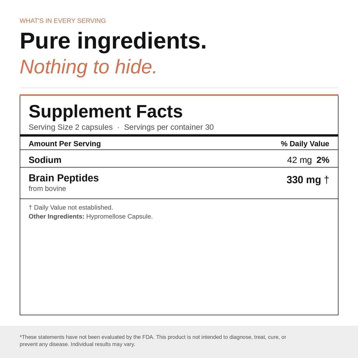 Nootropic Brain Supplement – Grass-Fed Bovine Brain Peptides for Focus, Memory & Mental Clarity – Ancestral Cognitive Support – Argentine Pasture-Raised, Non-GMO – 60 Capsules - Maple Wellness Supplements