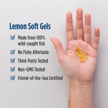 Nordic Naturals Omega-3, Lemon Flavor - 180 Soft Gels - 690 mg Omega-3 - Fish Oil - EPA & DHA - Immune Support, Brain & Heart Health, Optimal Wellness - Non-GMO - 90 Servings - Maple Wellness Supplements