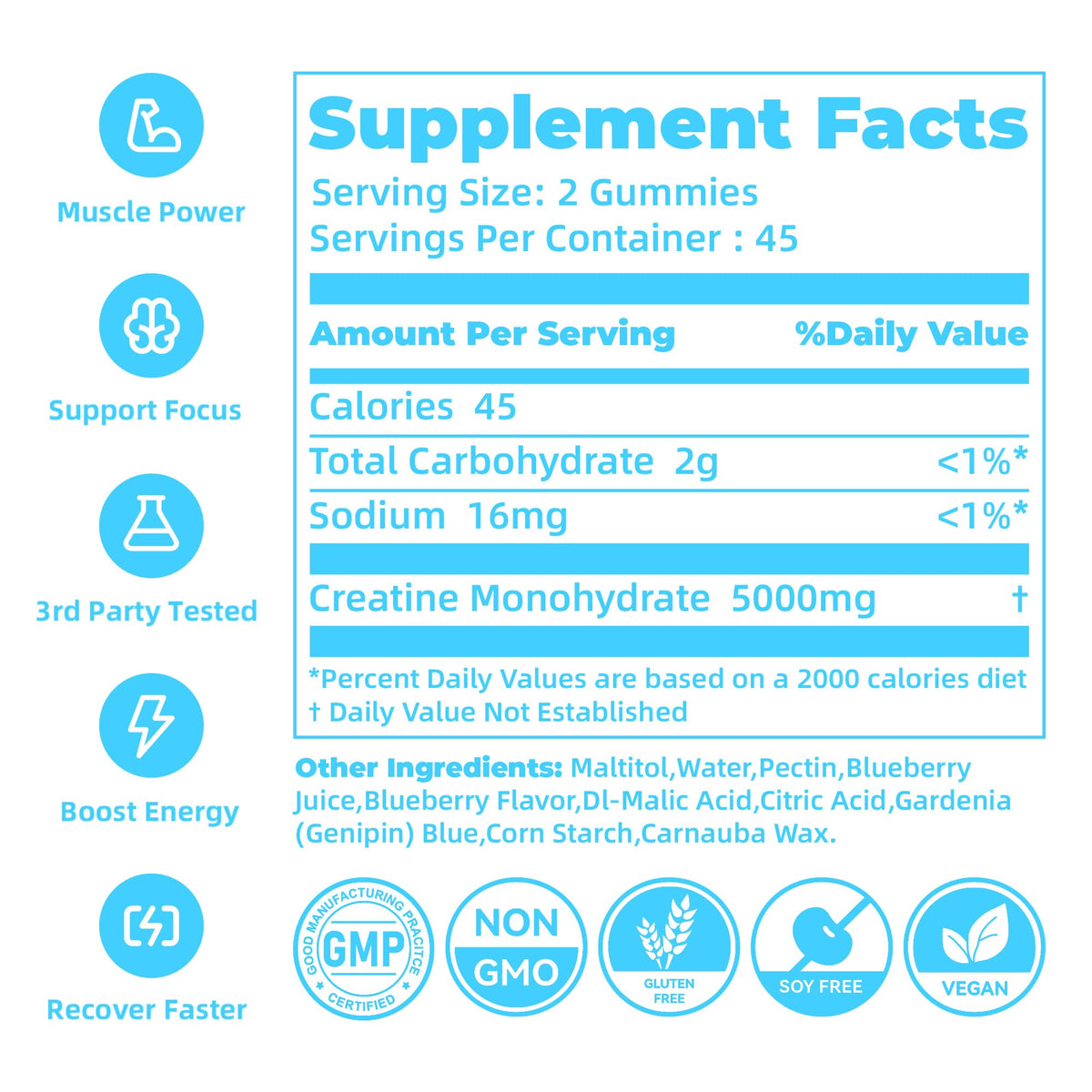 novomins Creatine Monohydrate Gummies 5000mg for Men & Women, Chewables Creatine Monohydrate for Muscle Strength, Muscle Builder, Energy Boost, Pre-Workout Supplement - Maple Wellness Supplements