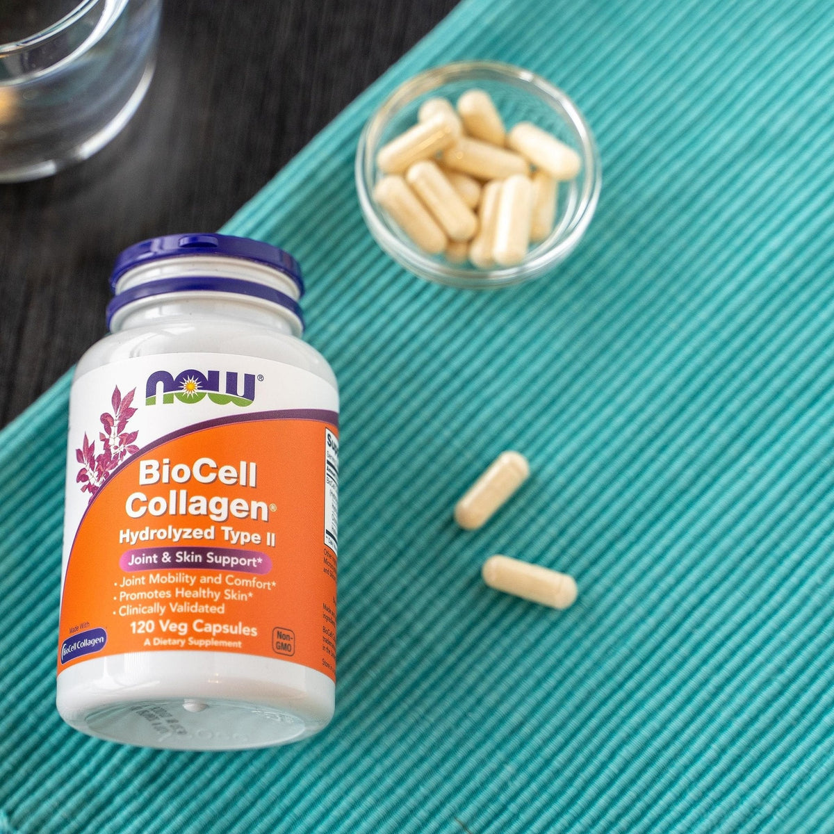 NOW Foods Supplements, BioCell Collagen® Hydrolyzed Type II, Clinically Validated, 120 Veg Capsules - Maple Wellness Supplements