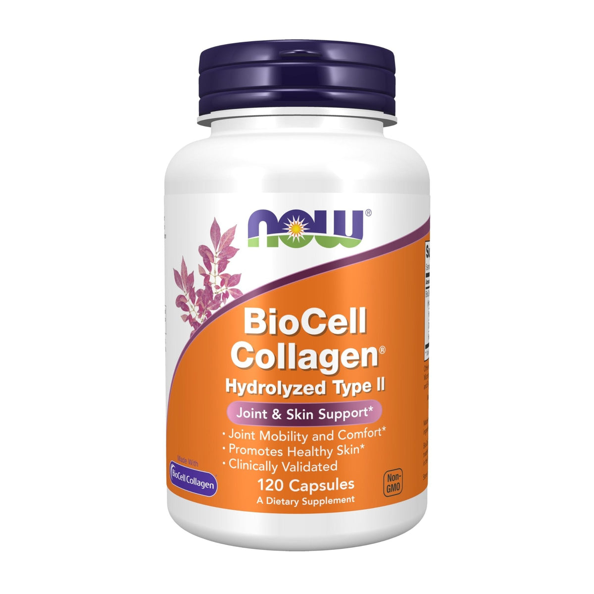 NOW Foods Supplements, BioCell Collagen® Hydrolyzed Type II, Clinically Validated, 120 Veg Capsules - Maple Wellness Supplements