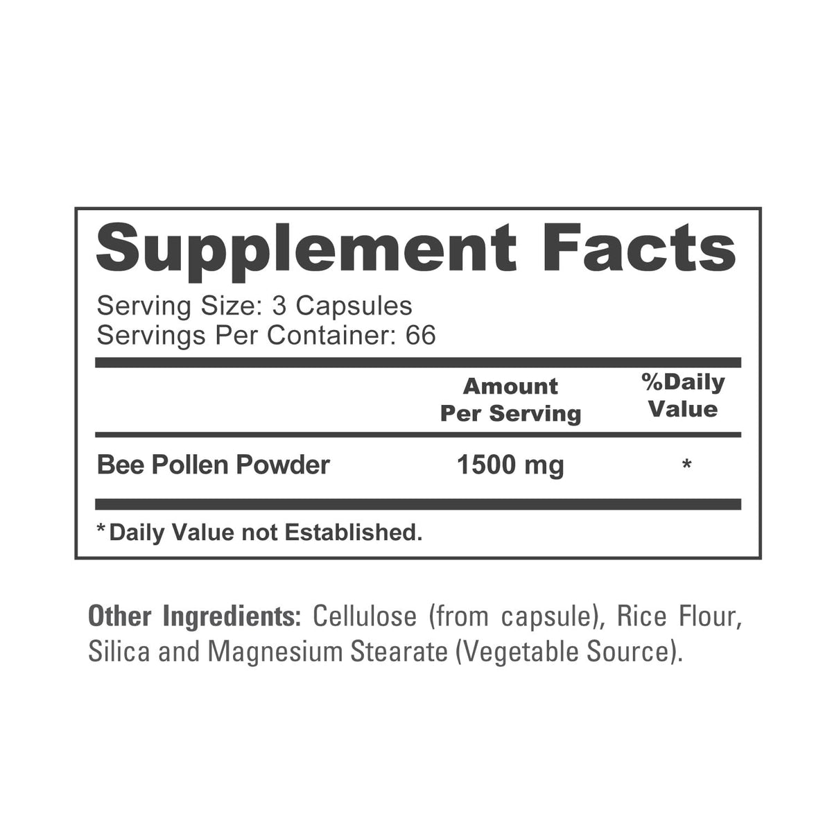 NusaPure Bee Pollen 1500mg 200 Veggie Caps (100% Vegetarian, Non-GMO, Vegan) Naturally Occurring Proteins, Aminoacids - Maple Wellness Supplements