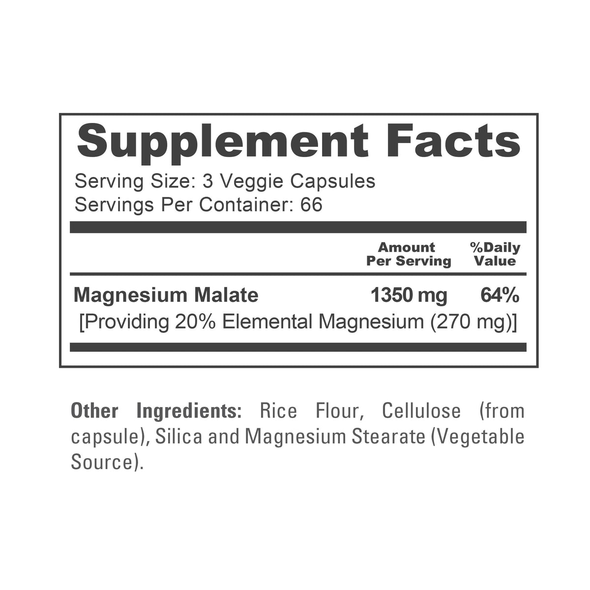 NusaPure Magnesium Malate 1350mg 200 Veggie Capsules (Vegan, Non-GMO, Vegan) - Maple Wellness Supplements