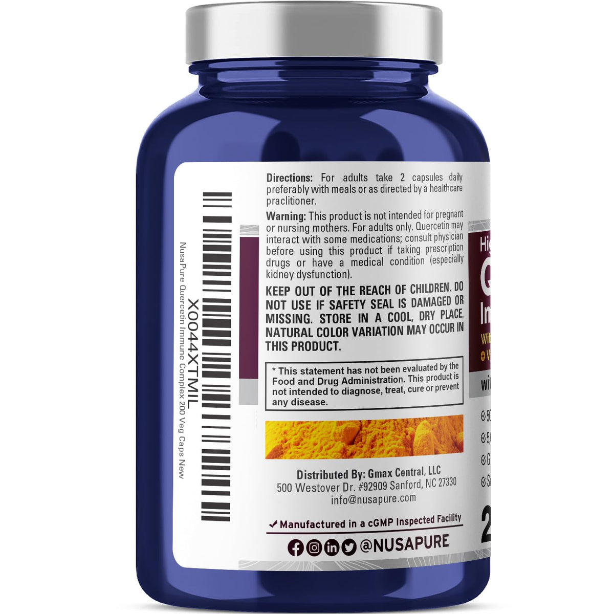NusaPure Quercetin Complex: Bromelain, Vitamin C, Vitamin D3, Stinging Nettle, Zinc | 200 Veggie Caps (Non-GMO, Bioperine) - Maple Wellness Supplements