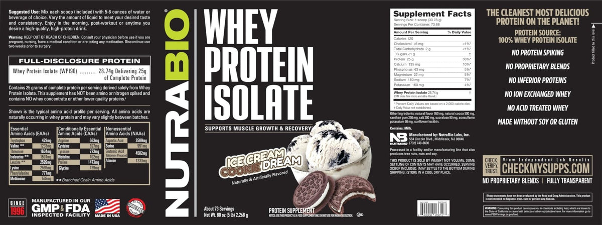 NutraBio Whey Protein Isolate Supplement – 25g of Protein Per Scoop with Complete - Maple Wellness Supplements