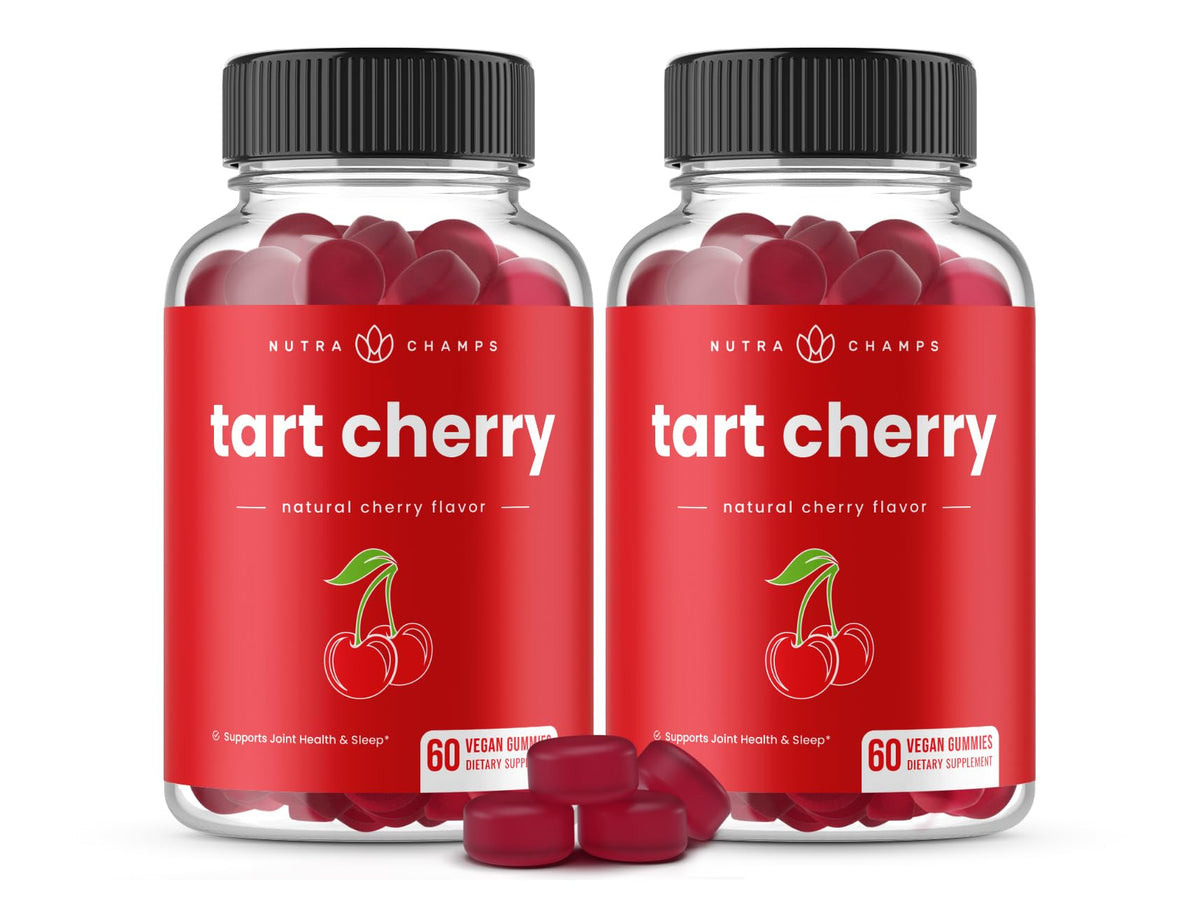 NutraChamps Tart Cherry Gummies - Tart Cherry Extract with Celery Seed - 60 Vegan Gummies (2-Pack) - Maple Wellness Supplements
