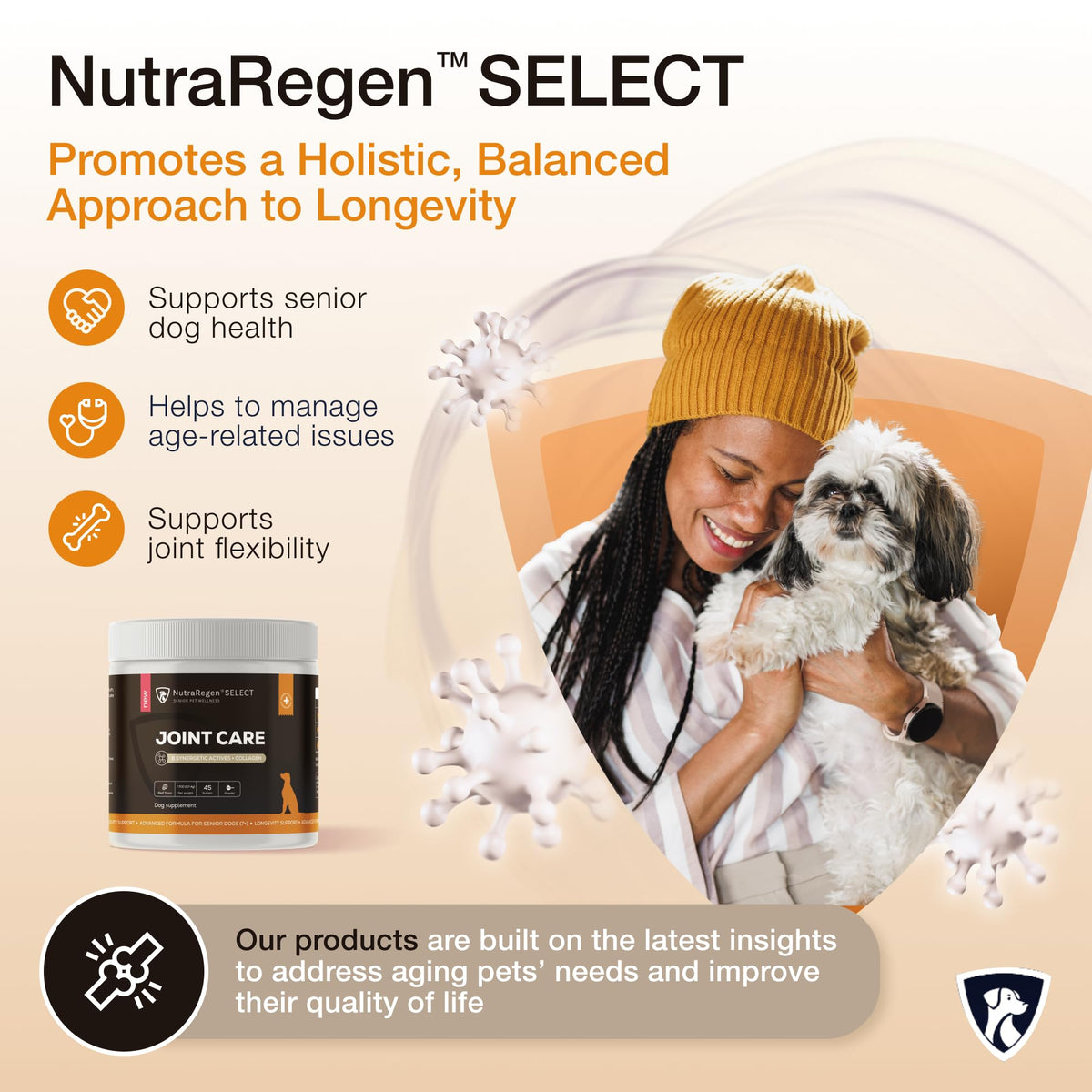 NutraRegen Select Senior Dog Joint Supplement 45 Scoops | Natural Glucosamine Chondroitin for Dogs with Collagen | Hip and Joint Powder | 7.7 Oz - Maple Wellness Supplements