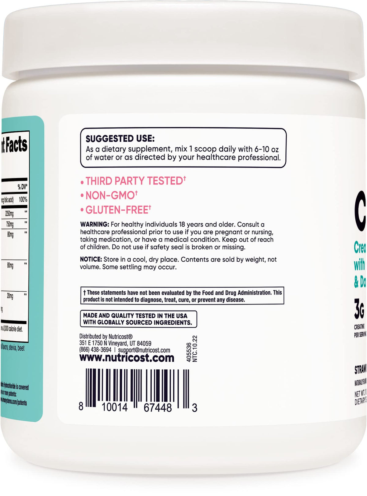 Nutricost Creatine Monohydrate Powder for Women, Micronized, Strawberry Lemonade - Maple Wellness Supplements