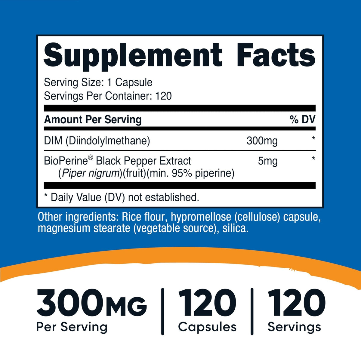 Nutricost DIM (Diindolylmethane) Plus BioPerine 300mg, 120 Vegetarian Capsules - Up to 4 Month Supply, Max Strength DIM Supplement - Maple Wellness Supplements
