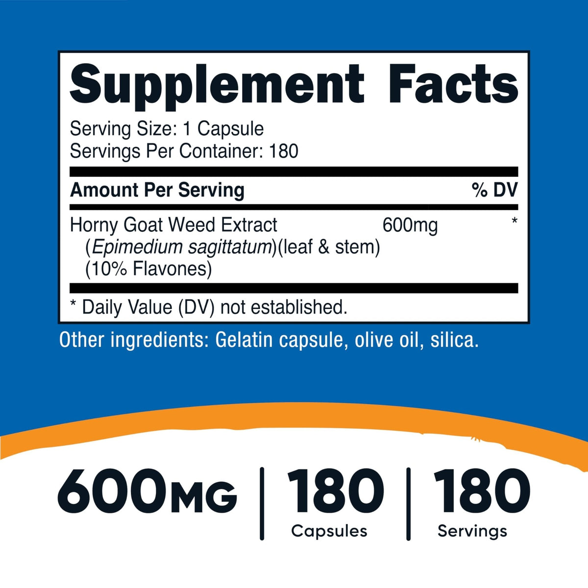 Nutricost Horny Goat Weed Extract (Epimedium) - 180 Capsules, 180 Servings, 600mg Per Capsule - Maple Wellness Supplements