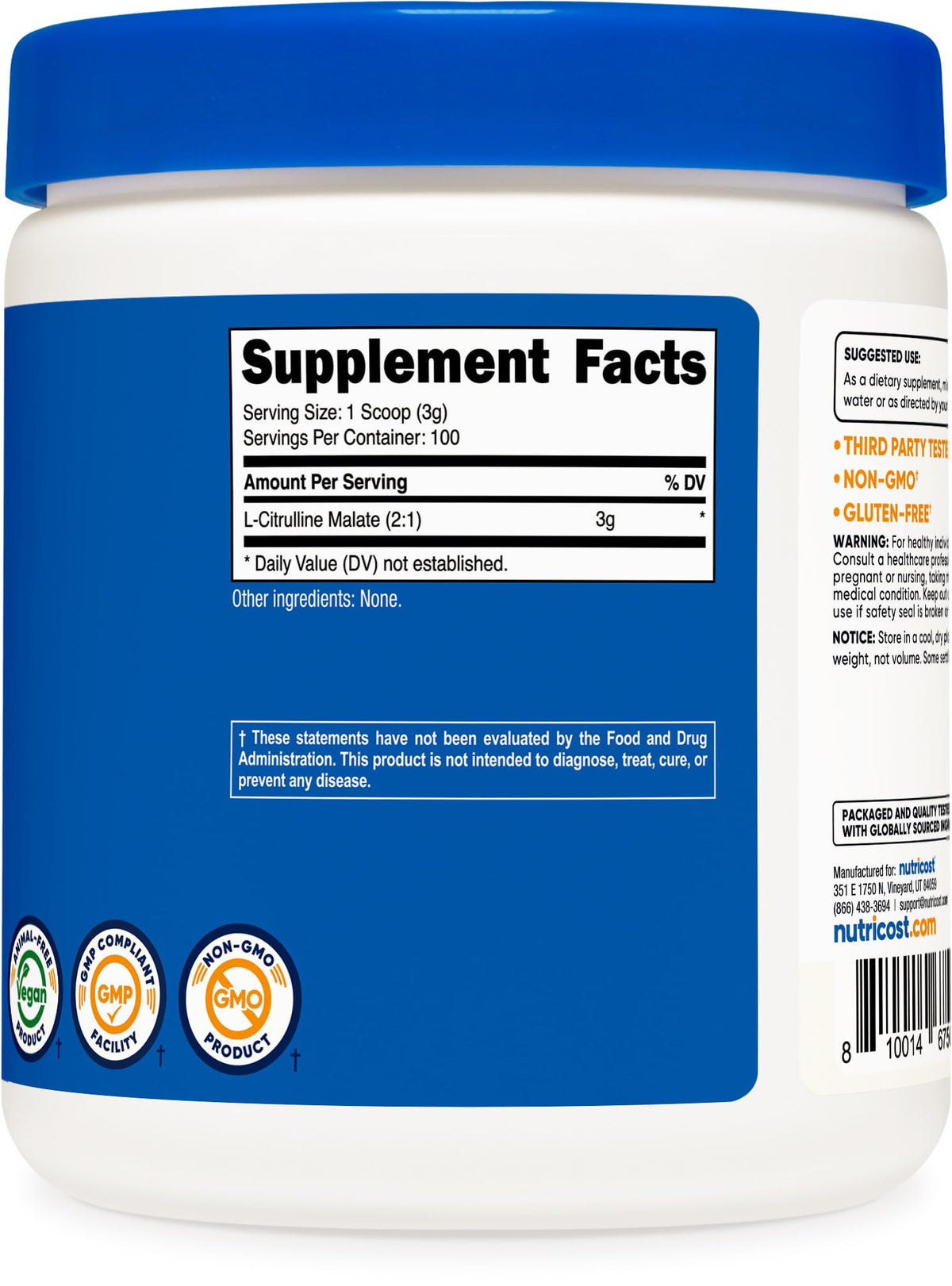 Nutricost L-Citrulline Malate (2:1) Powder (300 Grams) - Maple Wellness Supplements